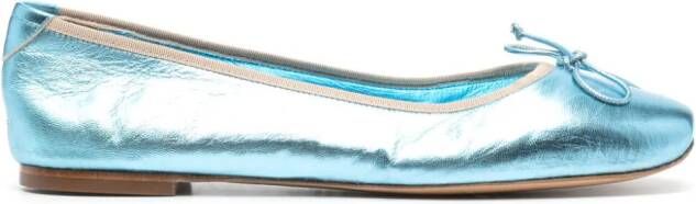 Casadei metallic leather ballerina shoes Blue