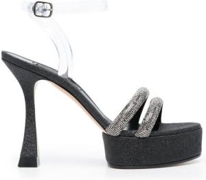 Casadei metallic strappy platform sandals Black