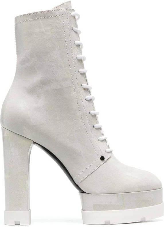 Casadei Nancy 120mm lace-up ankle boots Grey