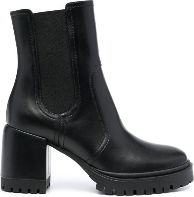 Casadei Nancy 75mm block-heel leather boots Black