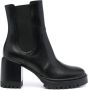 Casadei Nancy 75mm block-heel leather boots Black - Thumbnail 1
