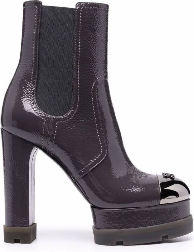 Casadei Nancy leather boots Grey