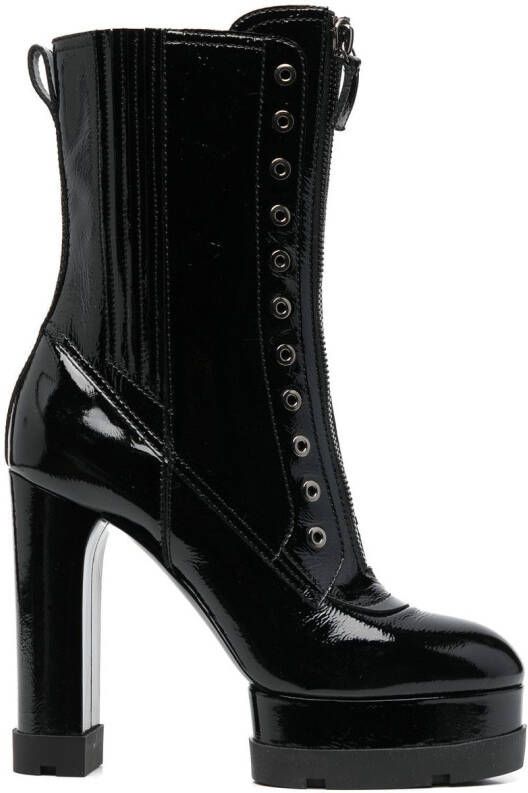 Casadei Nancy zip-up platform boots Black