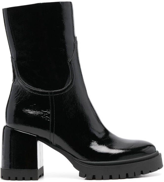Casadei patent-leather ankle boots Black