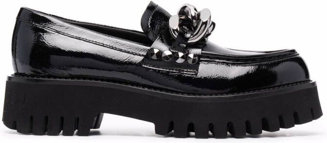 Casadei patent leather lug-sole loafers Black