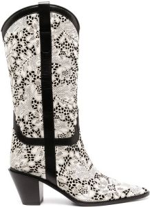 Casadei perforated floral boots White