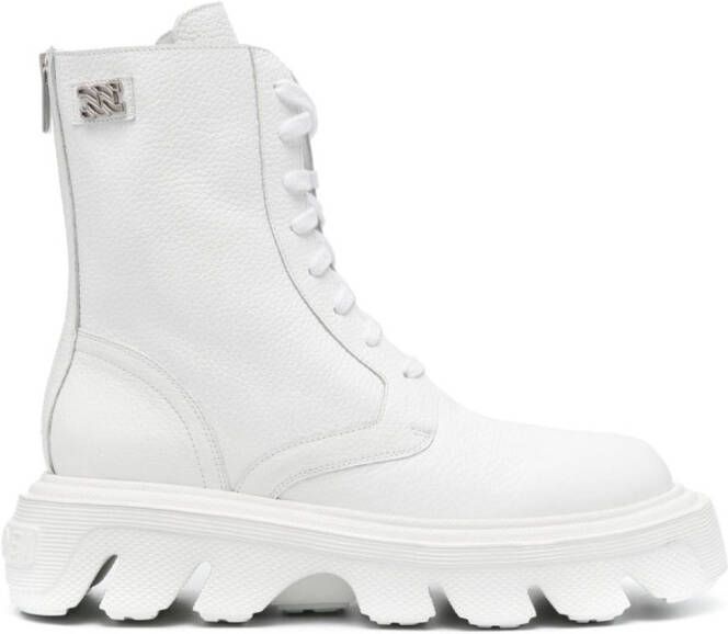 Casadei Pilot leather combat boots White