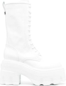 Casadei platform lace-up leather boots White