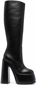 Casadei platform leather boots Black