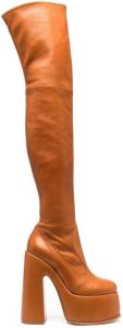 Casadei platform-sole calf leather boots Brown