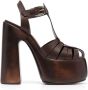 Casadei platform-wedge leather sandals Brown - Thumbnail 1