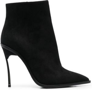 Casadei pointed 100mm suede boots Black