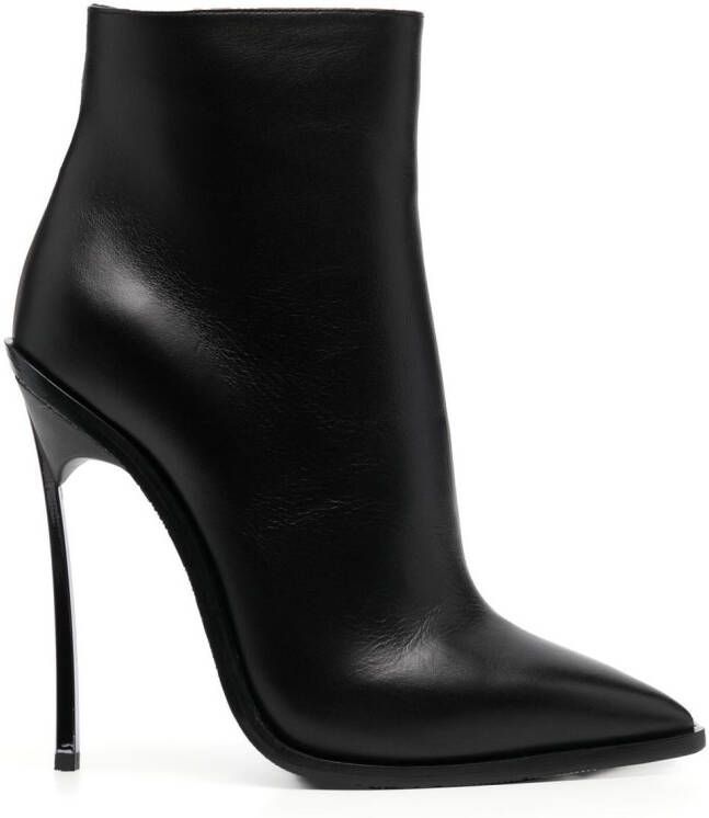 Casadei pointed leather boots Black