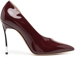 Casadei pointed-toe high-shine finish pumps Red