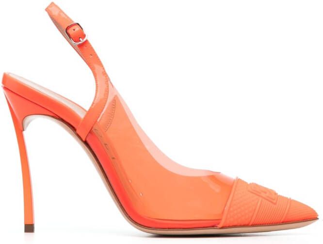 Casadei pointed-toe leather pumps Orange