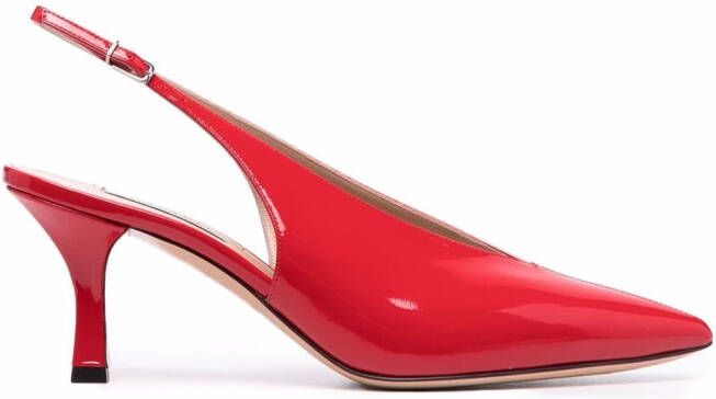Casadei pointed-toe patent-leather pumps Red