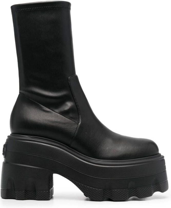 Casadei pull-on platform boots Black