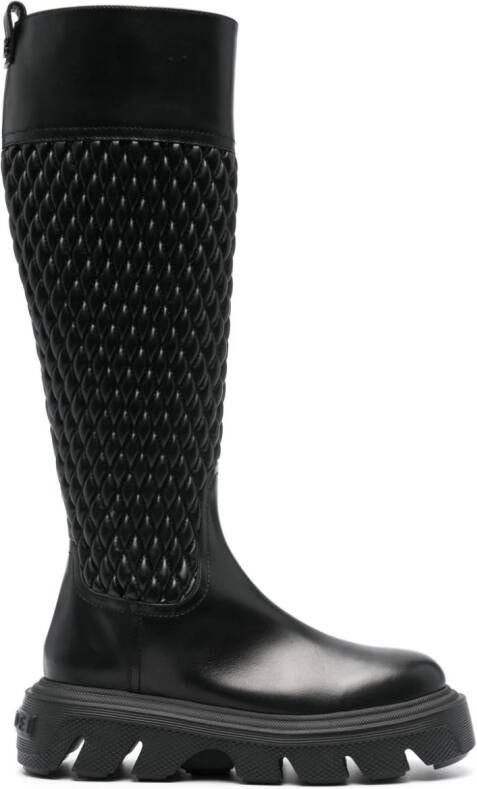 Casadei quilted leather boots Black