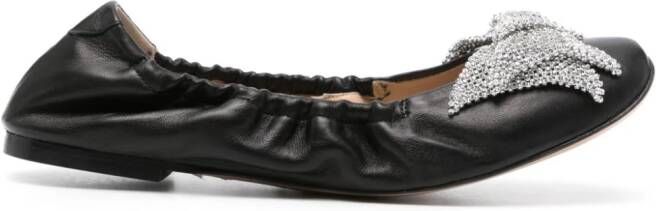 Casadei rhinestone-bow ballerina shoes Black