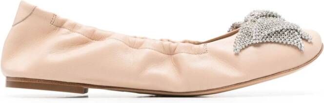 Casadei rhinestone-bow ballerina shoes Pink