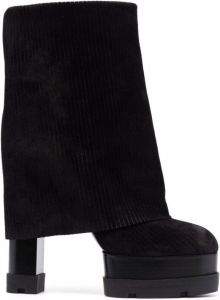 Casadei ribbed-panel suede boots Black