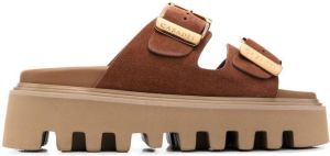 Casadei ridged leather sandals Brown