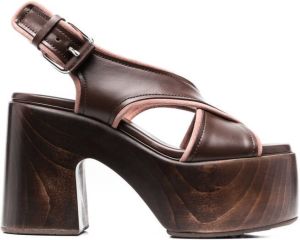 Casadei Rock platform leather sandals Brown