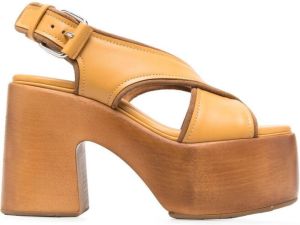 Casadei Rock platform leather sandals Brown