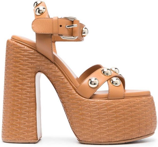 Casadei Rock Vimini stud-embellished sandals Brown