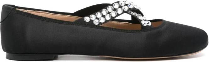 Casadei satin gem-embellished ballerina shoes Black