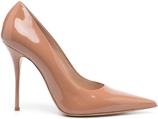 Casadei Scarlet Tiffany 110mm patent-finish pumps Brown