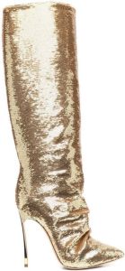 Casadei sequin-embellished leather boots Gold