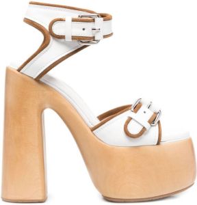 Casadei side-buckle platform sandals White