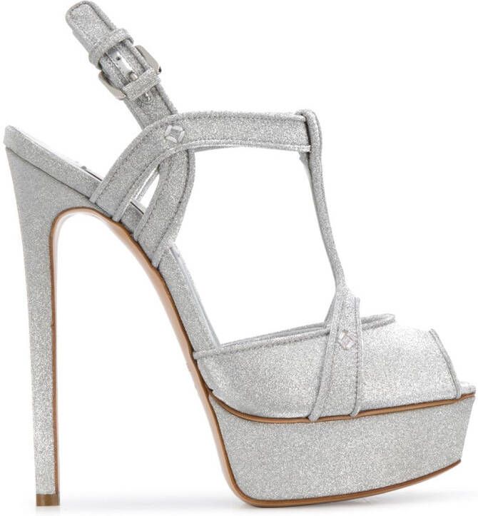 Casadei sparkle detail wedge sandals Silver