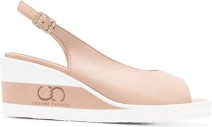 Casadei striped wedge sandals Neutrals