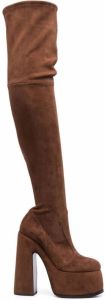 Casadei suede thigh-length boots Brown