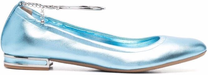 Casadei Valena metallic ballerina shoes Blue