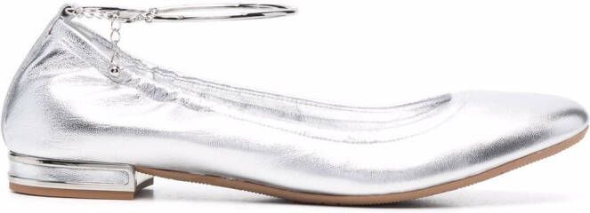Casadei Valentina metallic ballerina shoes Silver