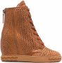 Casadei woven lace-up wedge boots Brown - Thumbnail 1