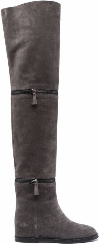 Casadei zip-detail thigh-high boots Grey