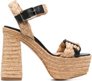 Castañer Agnes 135mm raffia-leather sandals Neutrals