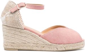 Castañer leather heeled 70mm espadrilles Pink