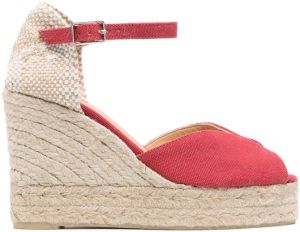 Castañer raffia wedge-heel espadrilles Red