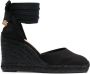Castañer tonal wedge-heeled espadrille with ankle ties Black - Thumbnail 1