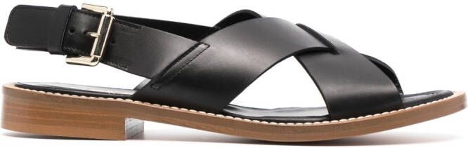 Cenere GB flat leather sandals Black