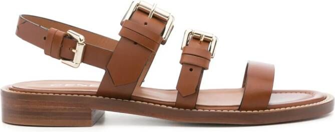 Cenere GB Queen Ranch buckled leather sandals Brown