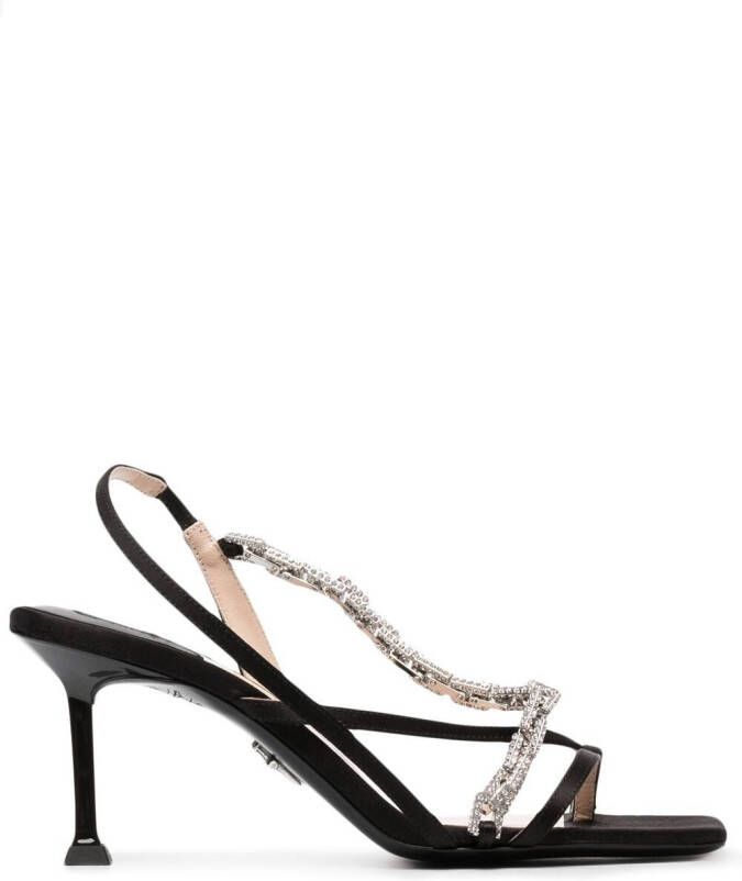 Cesare Paciotti gemstone-detailed mid-heel sandals Black