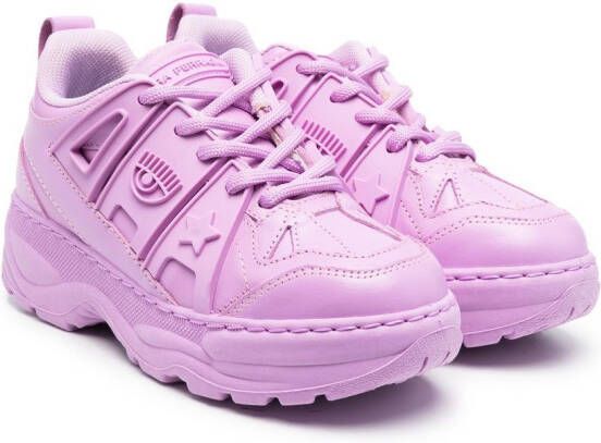 Chiara Ferragni Kids Eyelike-motif low-top sneakers Purple