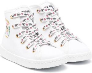 Chiara Ferragni Kids logo-print lace-up sneakers White