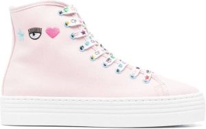 Chiara Ferragni logo-embroidered high-top sneakers Pink